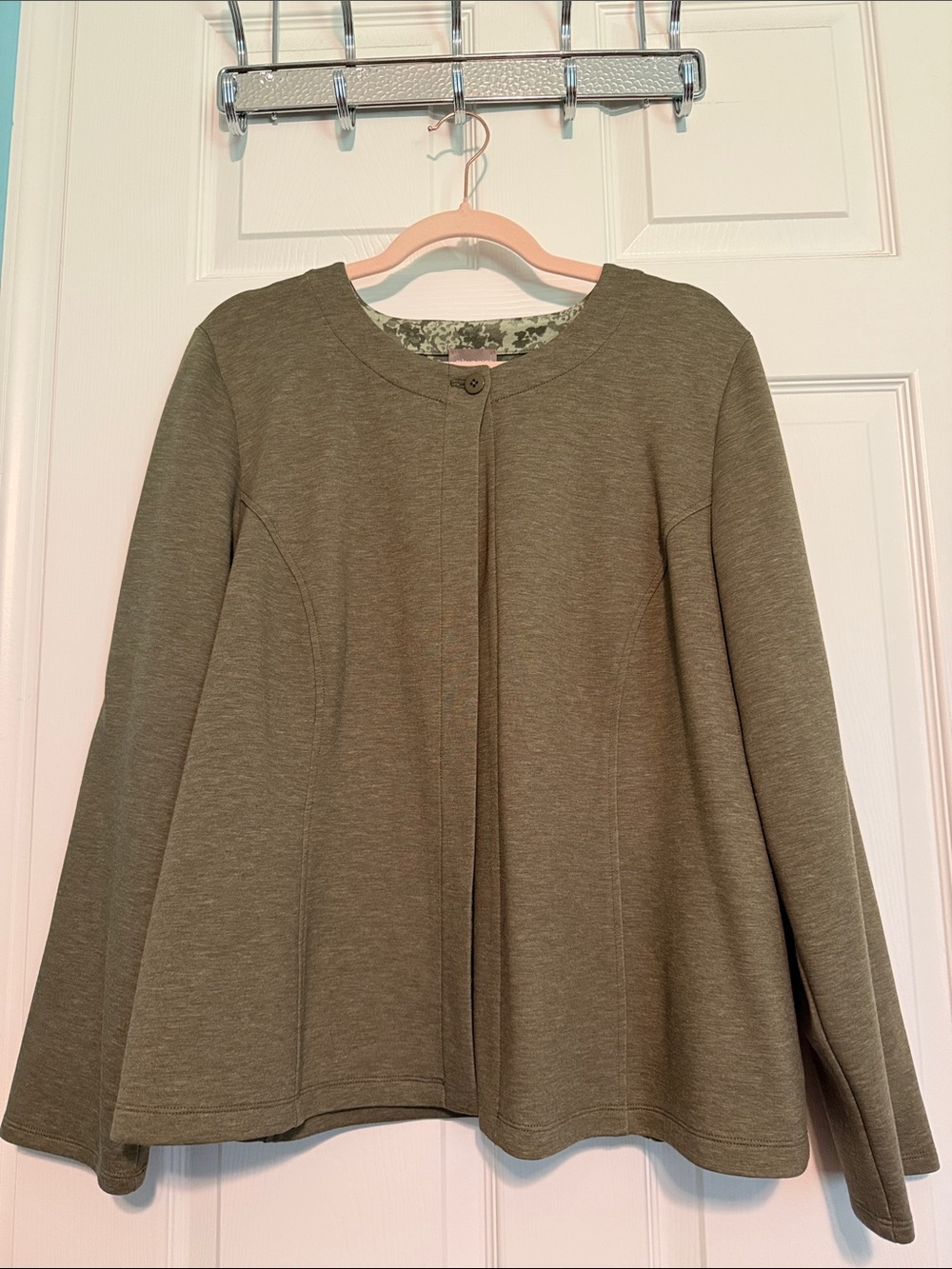 Chico's Olive Green Ponte Jacket Cardigan